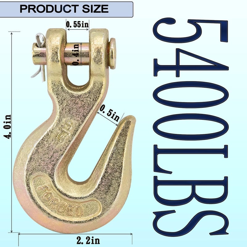 HANDRERLEE 10PCS 5/16" Clevis Grab Hooks Grade 70 Heavy Duty Chain Hook for Trucking Connections 20000LBS Load Hook - Image 2